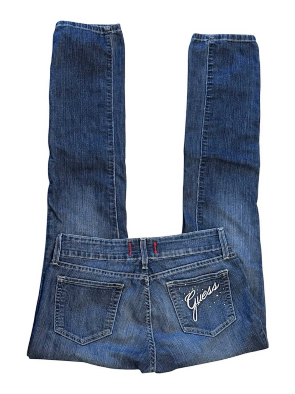 GUESS Women’s Dark Blue Embroidered Back-Pocket Jeans